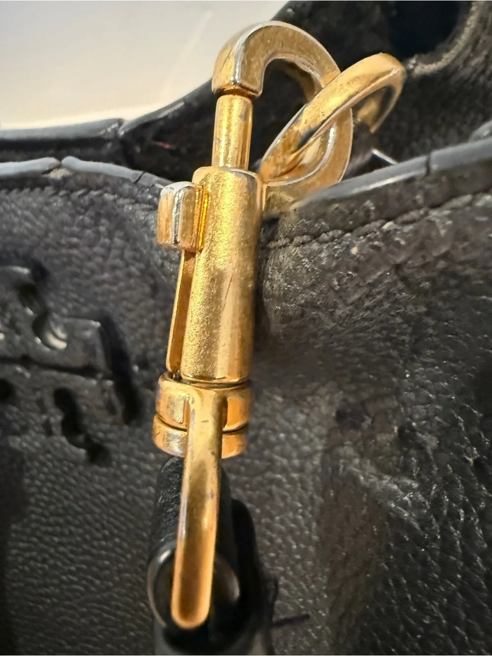 Tory Burch Black Pebbled Leather McGraw Bucket Bag
